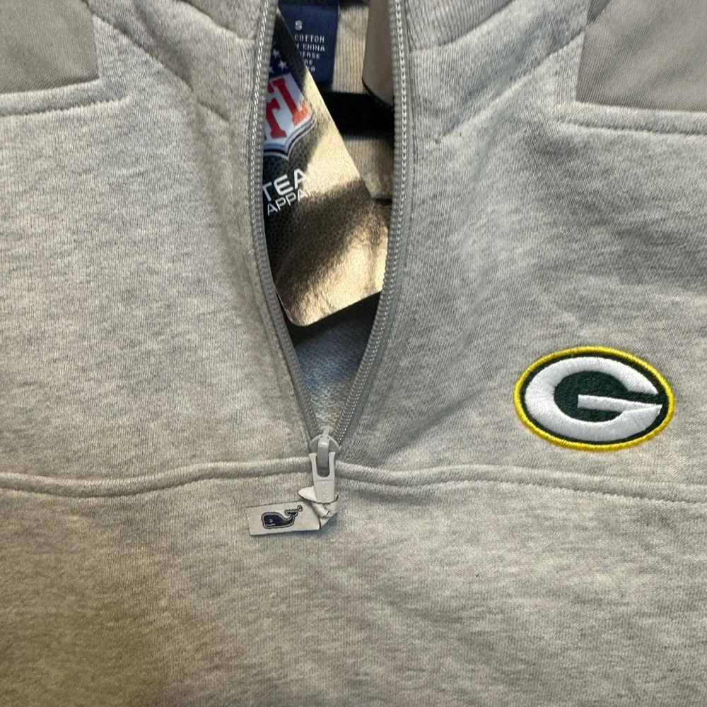 Vineyard Vines Men’s Light Gray Small Green Bay Packers Zip-Up Sweater NWT - Picture 3 of 7
